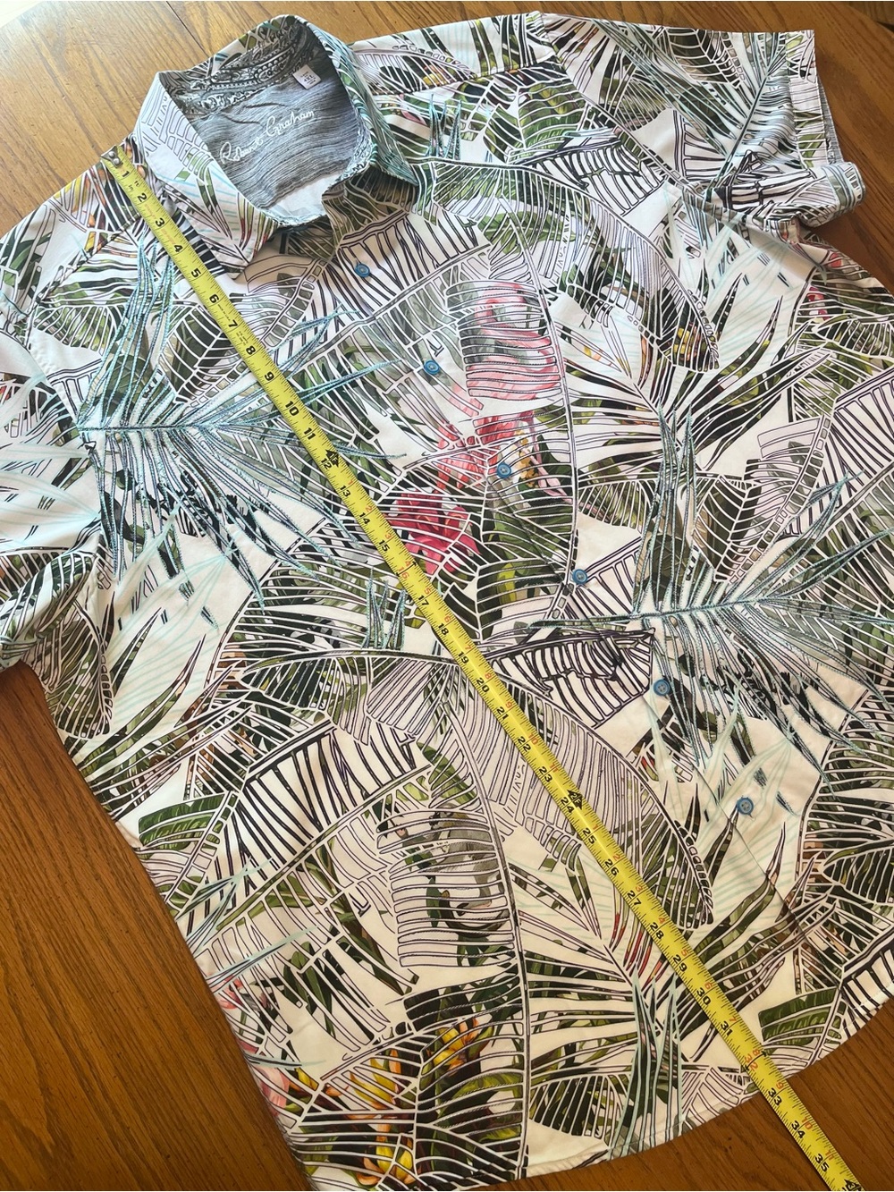 Robert Graham Palm Leaf Print Embroidered Short Sleeve Shirt 4XL - Picture 8 of 12